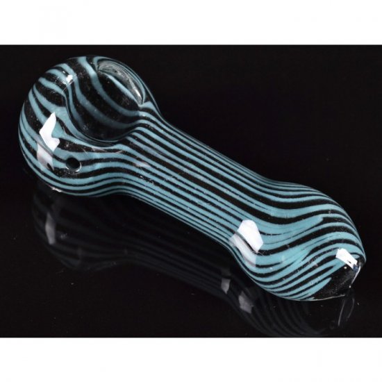 3.5\" Zebra Glass Pipe - Teal New