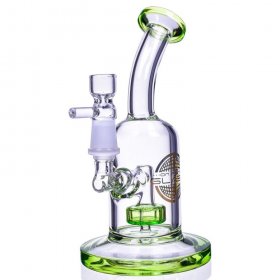 The Attraction 7" Titled Showerhead Perc Bong/Dab Rig Clear Green New