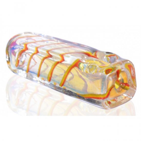 2.75\" Brick Shaped Triangled Glass Spoon Hand Pipe - Golden Fumed New