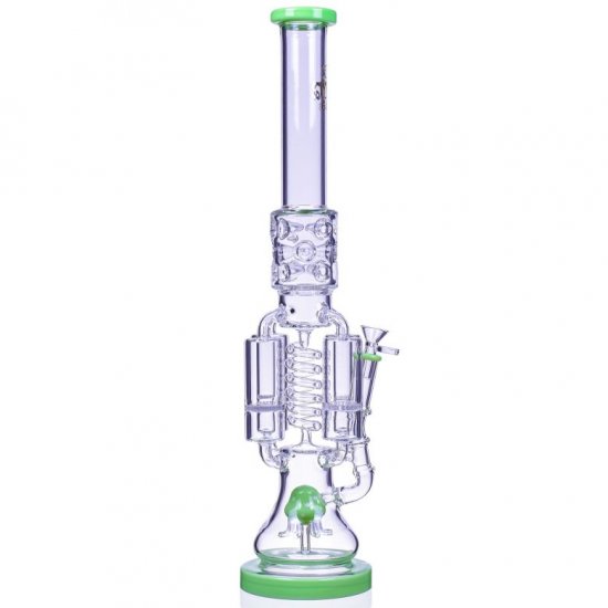 Chamber\'s of Secrets SMOQ Glass 22\" Quad Honeycomb to Sprinkler Perc Bong Green New