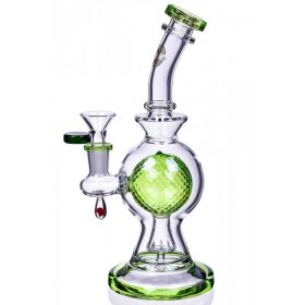 SpikeyBall Smoke On Point Glass 10" Tilted Spherical Matrix Perc Bong Green New
