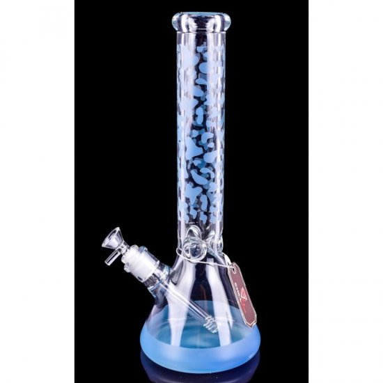 The Vibranium Chill Glass 15\" Thick UV Reactive Color Changing Beaker Base Bong Blue New
