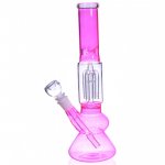 12" Slotted 4 Arm Tree Perc Glass Bong Water Pipe Girly Hot Pink Bong New