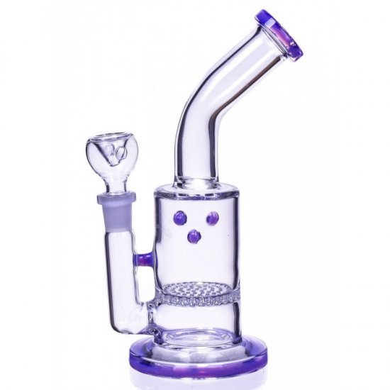 7\" Honeycomb Water Pipe With Dry Herb Bowl Purple New