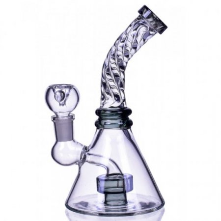 The Cyclone 7" Twisted Neck Matrix Beaker Bong Water Pipe Ash Black New