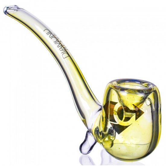 Diamond Glass - 6\" Sherlock Glass Hand Pipe - Golden Fumed New