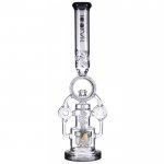 Smokenator Lookah Platinum Design Series Bong 20" Platinum Donut Recycler Bong With Spiral Percs Black Ice New