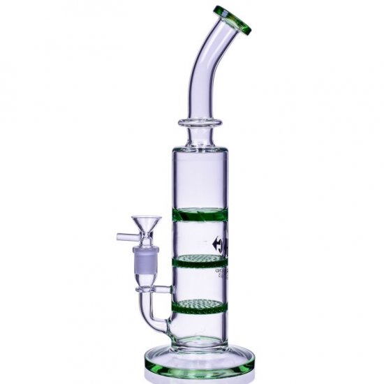Tower Of Smoke Diamond Glass 12\" Double Honeycomb To Turbine Perc Bong Green New