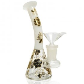 5" Holographic Golden Honeycomb Water Pipe White New
