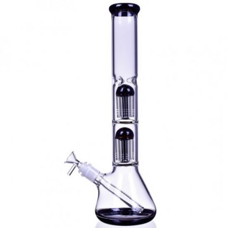 17" Double Tree Perc 16 Arm Bong with Down Stem and Matching Bowl Black New