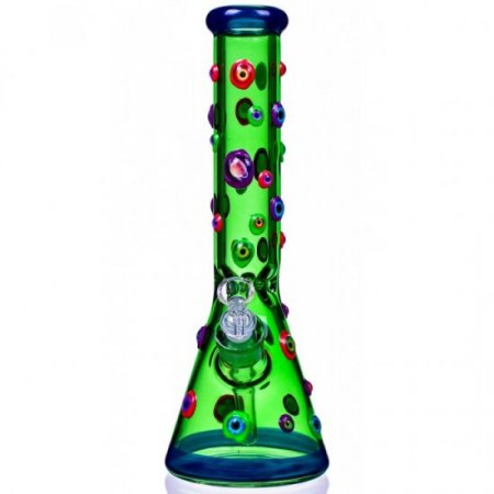 14" Glow In The Dark Multi Eye Beaker Water Pipe with 14M Bowl (MSRP New