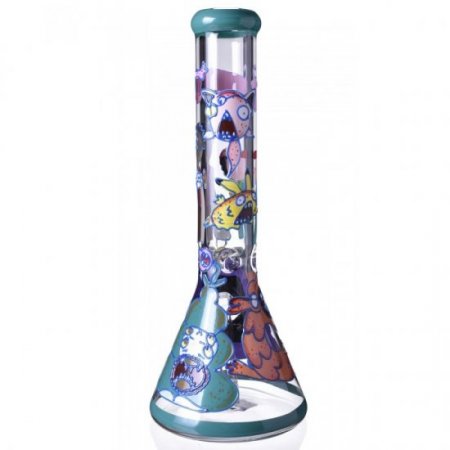 Gotta Dab em All Glass Bong Pokemon Inspired Bong 14" 7mm Thick Glow in The Dark Bong New