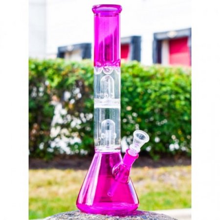 The Colorful 13" Twin Dome Percolators Bong Pink New