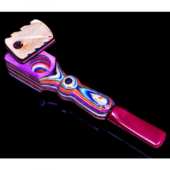 5\" Colorful Wooden Pipe w/ Mouth Piece and Swivel Lid Buy One Get One Free New