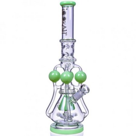 The Amazonian Trophy LOOKAH PLATINUM SERIES 19" SMOKING BONG WITH 4 CIRCULAR CHAMBER RECYCLER AND SPRINKLER MUSHROOM PERC Clear Green New