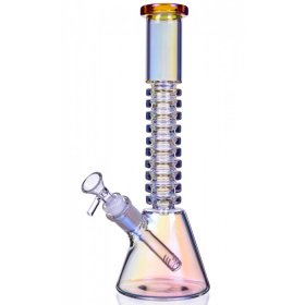The Gold Mine 12" Electro Plated Beaker Bong Iridescent / Clear New