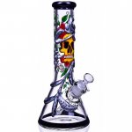 Sugar Skull 13" Artistic Work Thick Beaker Base Bong New