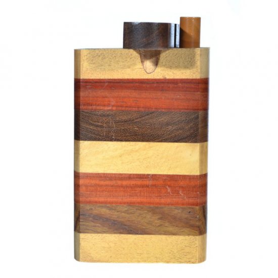 Fancy Wooden Dugout Includes Cig Pipe Dark Brown Light/Dark New