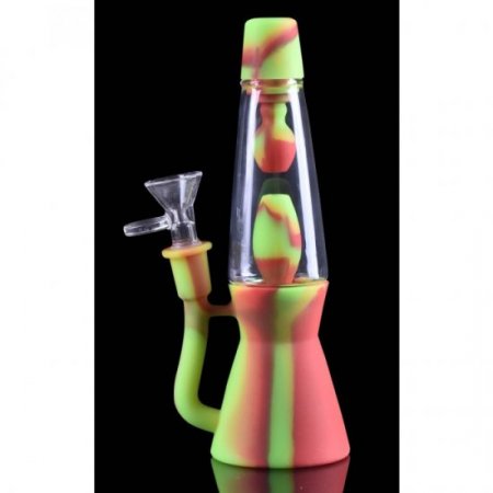 Lava Lamp Inspired Bong 10" Inline Perc Silicone And Glass Hybrid Bong New