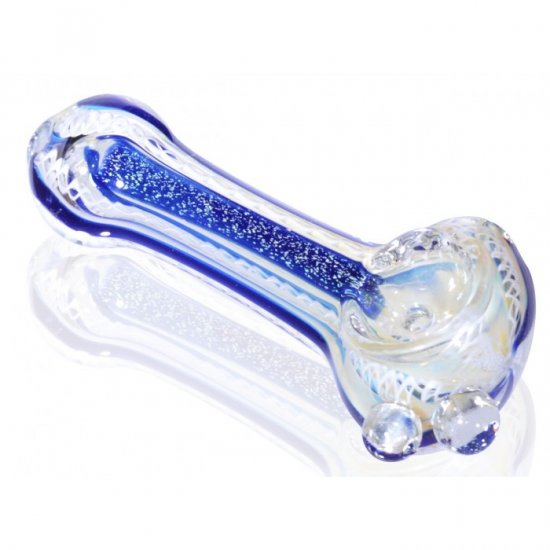 3\" Fumed Dichro Glass Spoon Hand Pipe - Aqua Blue New
