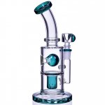 The Primal 9" Showerhead Perc Bong/Dab Rig Teal New