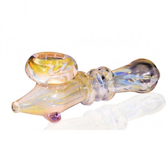 The Kings Pipe - 5\" Color Changing Golden Fumed Glass Hand Pipe New