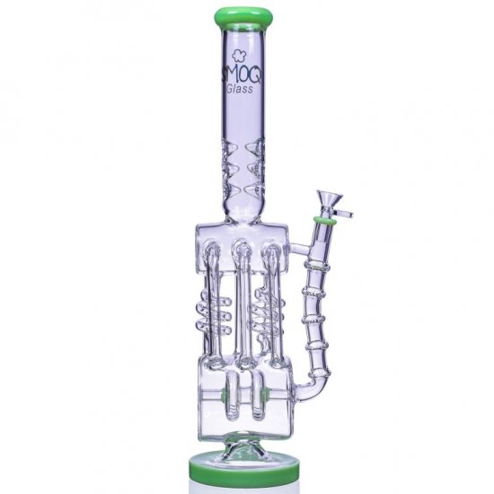 6 Speed SMOQ Glass 19\" 6-Arm Coil Recycler Bong Green New