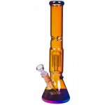 Gold Digger 13" Golden Fumed Chameleon Beaker Base Tree Perc Bong New