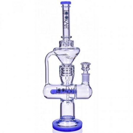 Smoking Prince Lookah 17" Inline Recycler Perc Bong Blue New