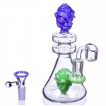 The Alien Twins Oil Rig 7 Beaker Bong with Double Alien Heads w/ Banger and Bowl New