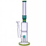 The Forest 16" Dual Perc Cylinder Base Bong Greenish Teal New