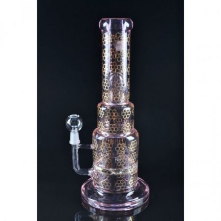 10" Golden Hurricane Designed Oil Rig Pink Bong New