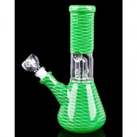 8" Matrix Percolator Bong With Down Stem And Bowl - Lime Green New