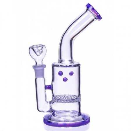 7" Honeycomb Water Pipe With Dry Herb Bowl Purple New