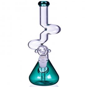 The Goliath Curved Neck Double Zong Bong Water Pipe Teal New