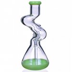 Curved Neck Double Zong Bong Water Pipe Slime Green New