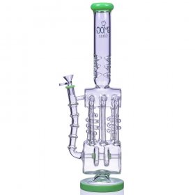 6 Speed SMOQ Glass 19" 6-Arm Coil Recycler Bong Green New