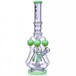 The Amazonian Trophy LOOKAH PLATINUM SERIES 19" SMOKING BONG WITH 4 CIRCULAR CHAMBER RECYCLER AND SPRINKLER MUSHROOM PERC Clear Green New