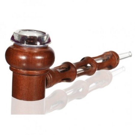 5" Wooden pipe with glass bowl and glass Mouth piece New