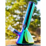 The Spotlight 8" Tilted Neck Iridescent Beaker Bong Rainbow New