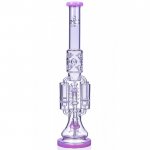 Chamber's of Secrets SMOQ Glass 22" Quad Honeycomb to Sprinkler Perc Bong Pink New