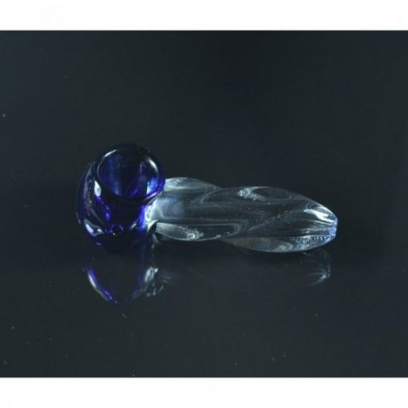 3" Blue Twisted Glass Spoon Hand Pipe New