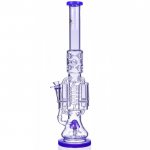 Chamber's of Secrets SMOQ Glass 22" Quad Honeycomb to Sprinkler Perc Bong Purple New
