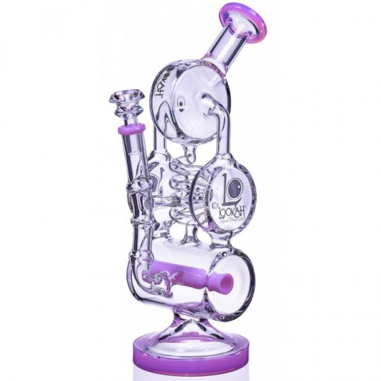 The Maze Lookah 13\" Spiral Coil Perc Recycler Bong Pink New