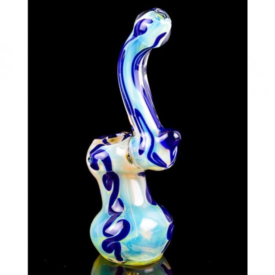 Smoki\'n Sky 6\" Fumed Heavy Weight Bubbler Blue Accent New