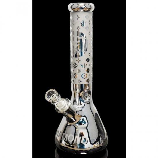 Blaze the Smoke Diamond Glass 13\" 7mm Thick Beaker Bong New