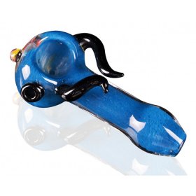 3" Zig Zag Head Horn Glass Pipe - Blue New