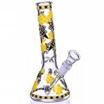 The Swarm 8" Glow In The Dark Honeycomb Beaker Bong Yellow/Black New