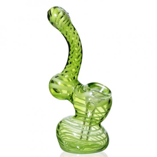 5\" Mini Swirled Bubbler Pipe Neon Green New