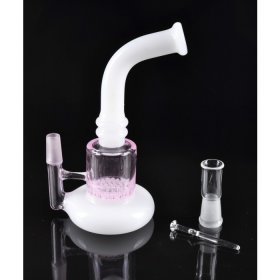 5" Micro Honeycomb Oil Rig Water Pipe Tilted Saucer Chamber White & Pink New